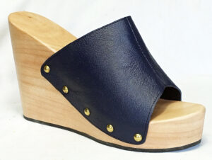 heel clog wood mules slipper vegan leather