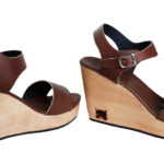 High Heel Wood Wedge Women Shoe Wide Width
