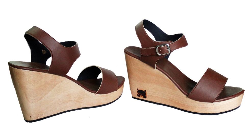 High Heel Wood Wedge Women Shoe Wide Width