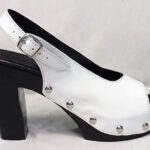 Peep Toe Black Wooden Heel Clogs