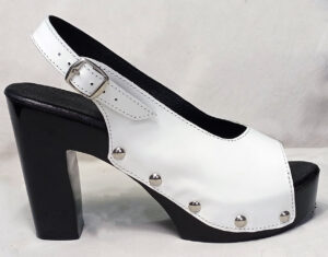 Peep Toe Black Wooden Heel Clogs