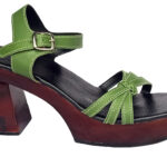 wenge wooden clog with green leather mode clogs