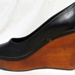 14cm wood platform wedge ballerina on wooden bottom