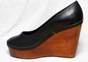 14cm wood platform wedge ballerina on wooden bottom