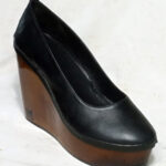 14cm wood platform wedge ballerina on wooden bottom high heel