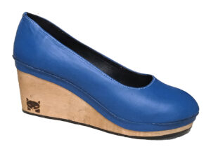 14cm natural wooden wedge ballerine pump toe wood heel