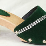 green velour velvet clogs sandal wood