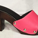 pink leather on wenge wooden heel