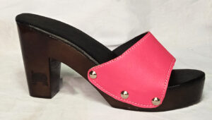pink leather on wenge wooden heel