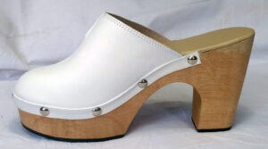 while leather clog closed toe clogs custom made with wood base platform
