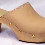 sllipon mule sandal clog with genuine leather nude skin colour
