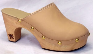 sllipon mule sandal clog with genuine leather nude skin colour