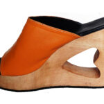 heart carved wooden heel sole platform clog mule shoes