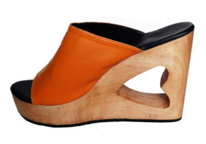 heart carved wooden heel sole platform clog mule shoes