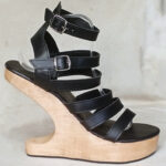 swedish roman clog gladiator high heel wedge wood timber shoes