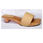 comfortable low heel sandal clog with wooden base