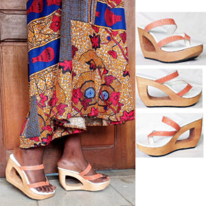 Handmade Carved Wooden Heeled Clog Mules slip-on