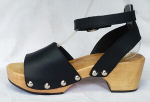 natural wooden clog with black leather swedish clogs wood heel