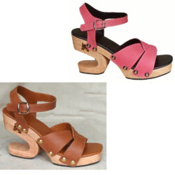 spoon shape heel made of wooden base for clogs women shoes mules