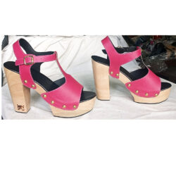 square toe clogs high heel wooden heel soles platform base
