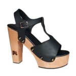 high heel wood heel platform mule women