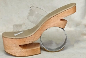 metallic wooden clogs