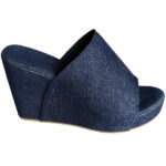 custom made bespoke wooden wedge covered in jean - choose size and width