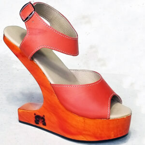 Red orange platform wedge sandal